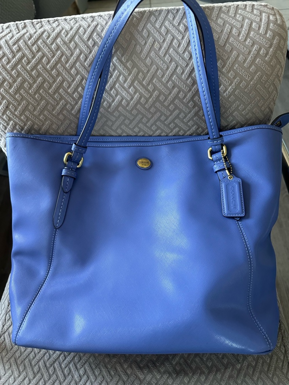 Coach Vibrant Periwinkle Leather Tote with Double Straps